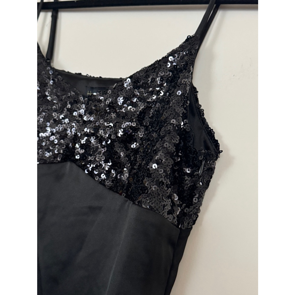 House of Harlow 1960 Satin Slip Dress Size M Black Sequin - Picture 4 of 8